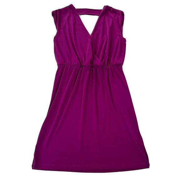1.STATE Cinched Waist V Neck Dress Women’s Size Medium Purple NWOT - Picture 7 of 13